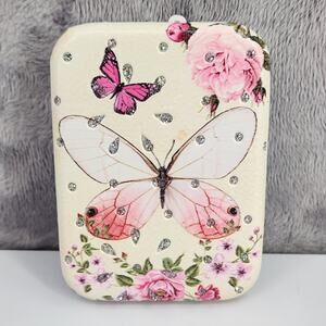 NEW Compact Mirror 2.5" X 3" Double-sided folding makeup travel butterfly floral